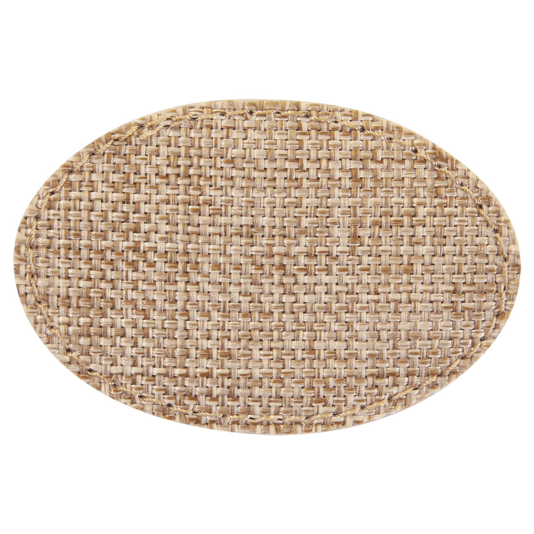 3" x 2" Oval Burlap Sublimatable Patch with Adhesive