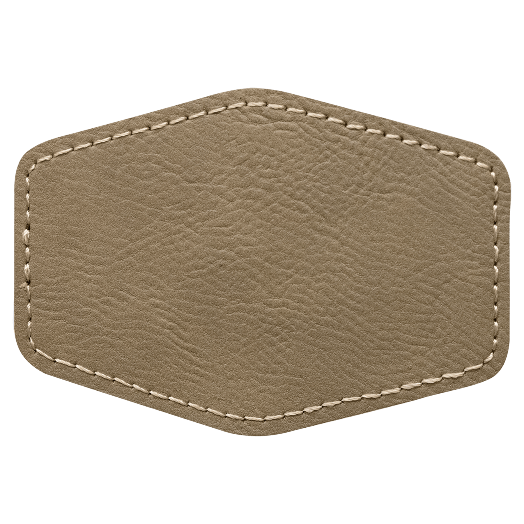 3.5" x 2.5" Hex Light Brown Leatherette Patch with Adhesive