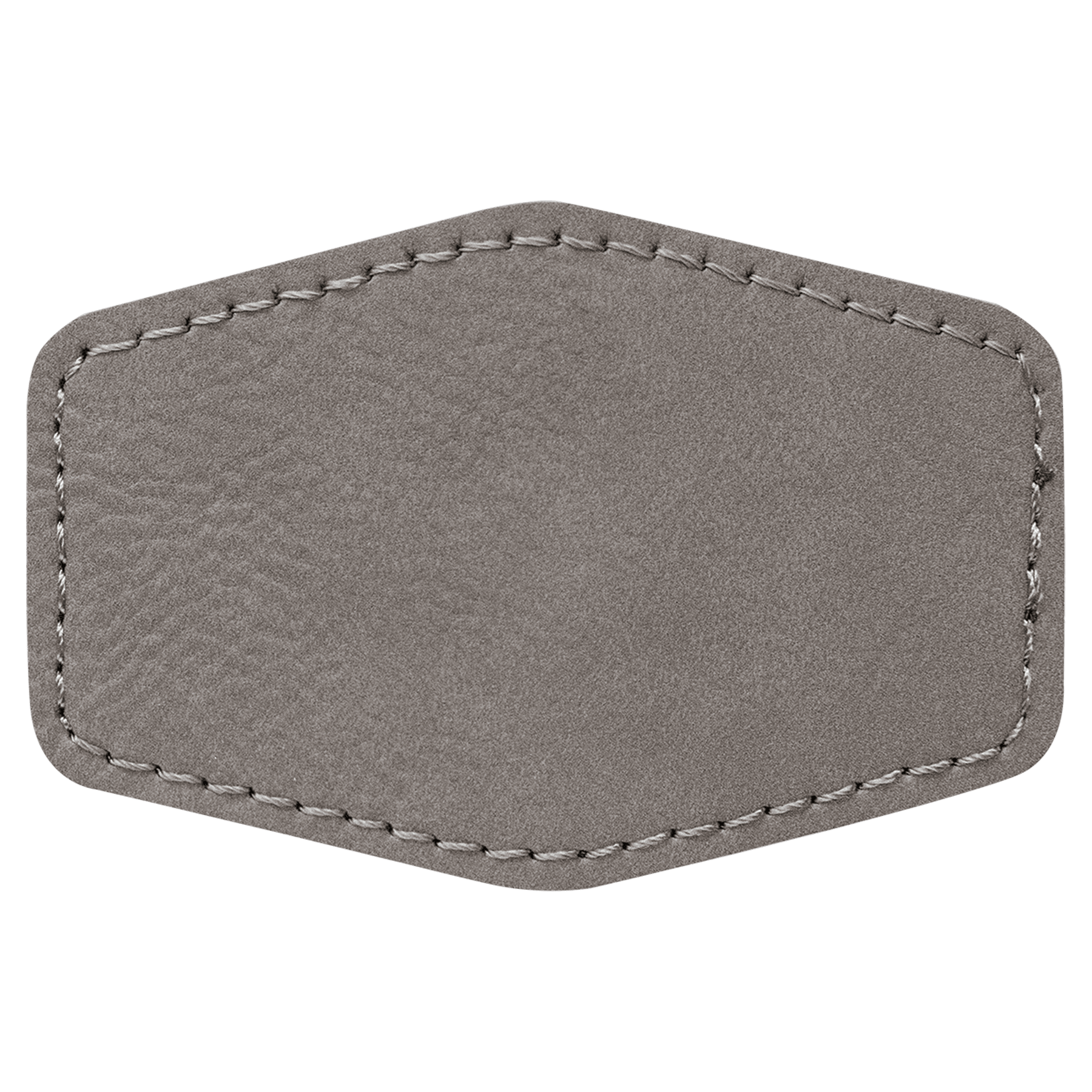 3" x 2" Hex Gray Leatherette Patch with Adhesive