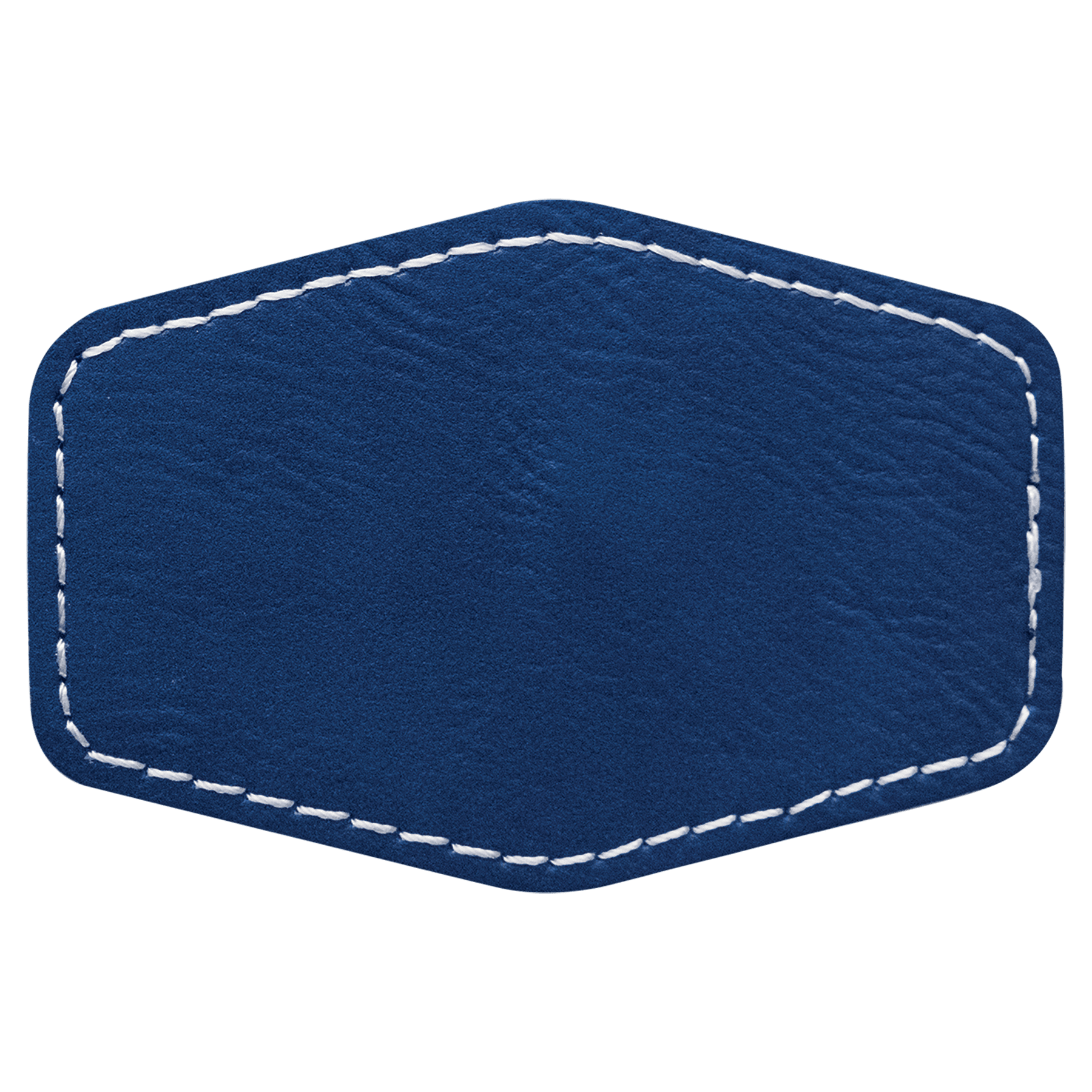 3" x 2" Hex Blue/Silver Leatherette Patch with Adhesive