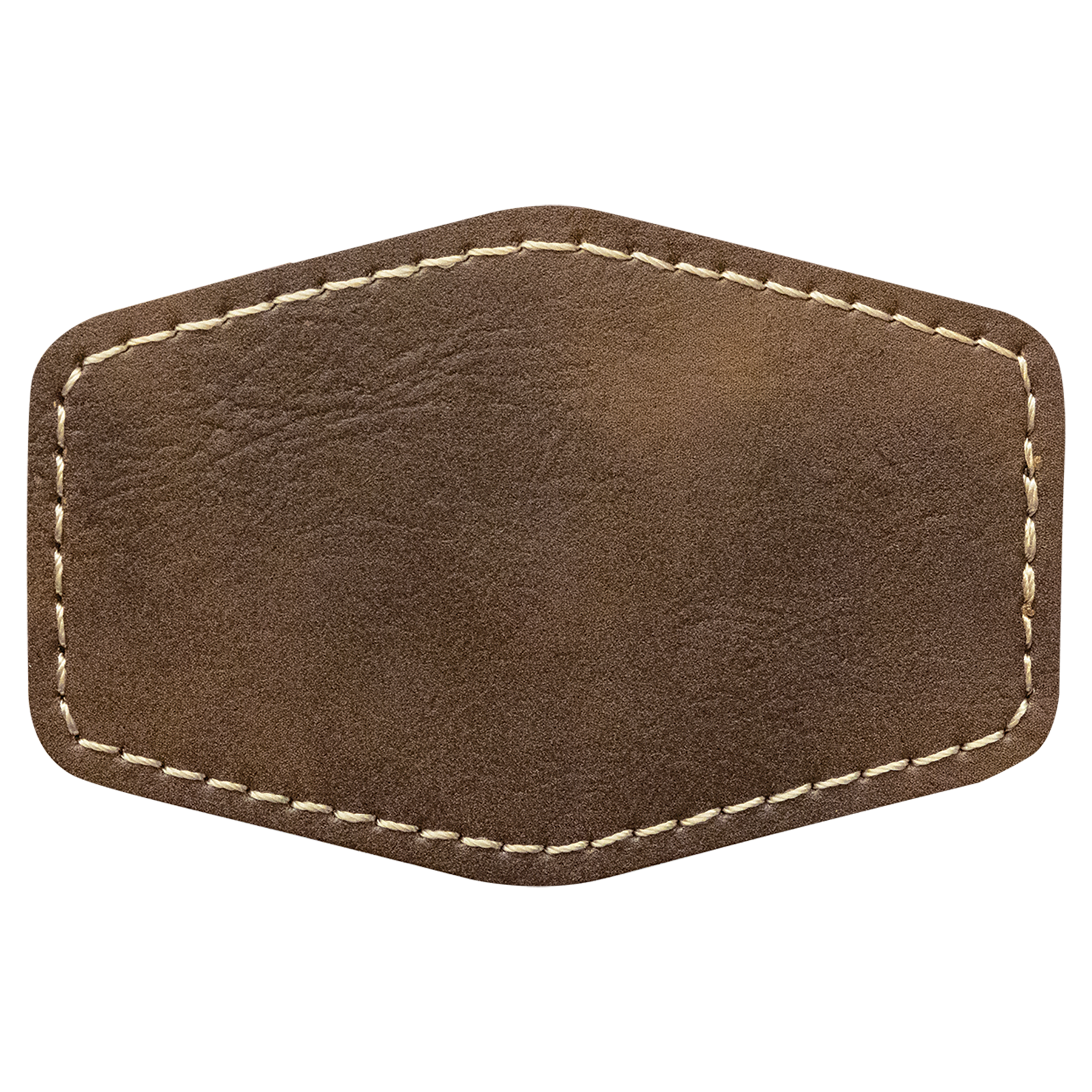 3" x 2" Hex Rustic/Gold Leatherette Patch with Adhesive