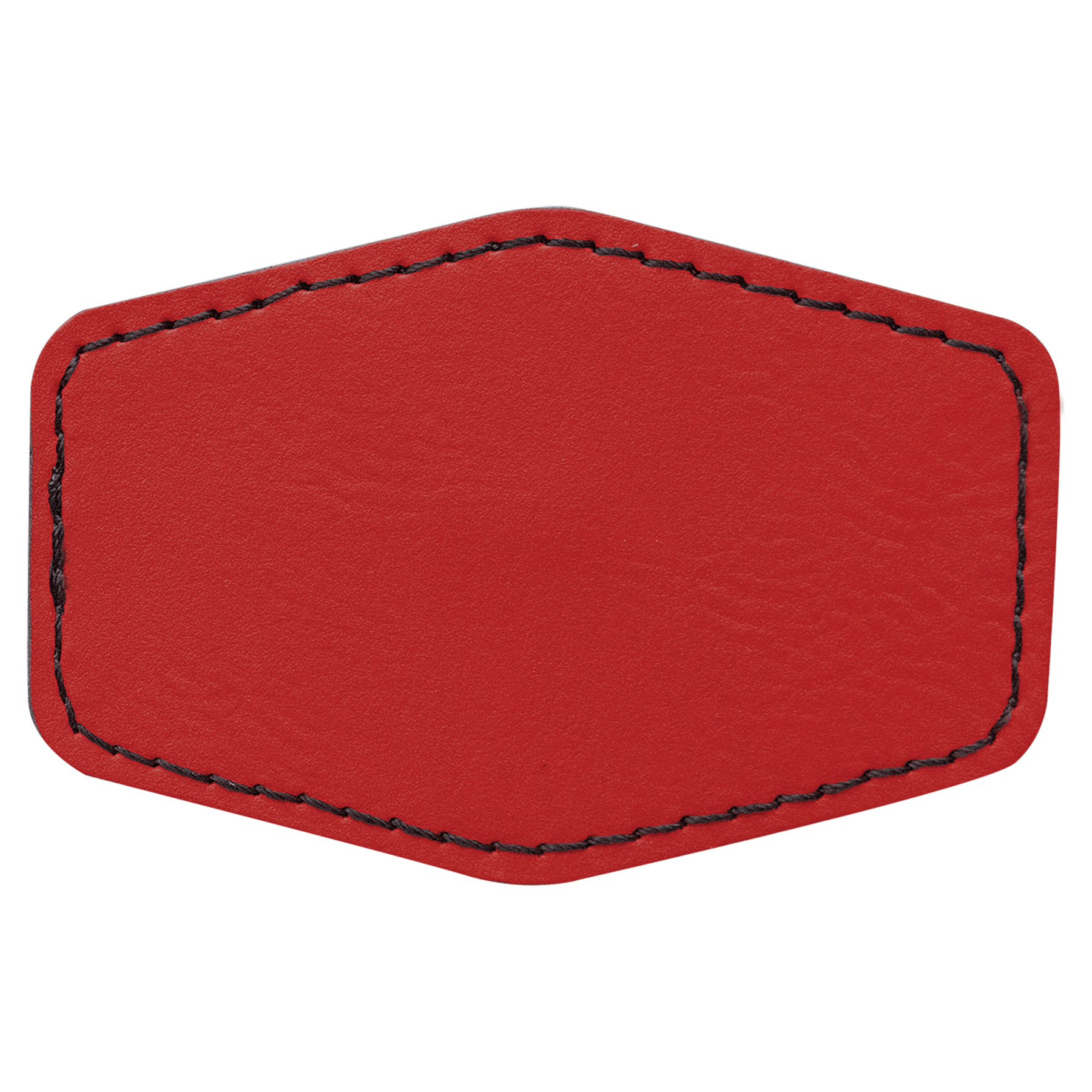 3" x 2" Hex Red Leatherette Patch with Adhesive