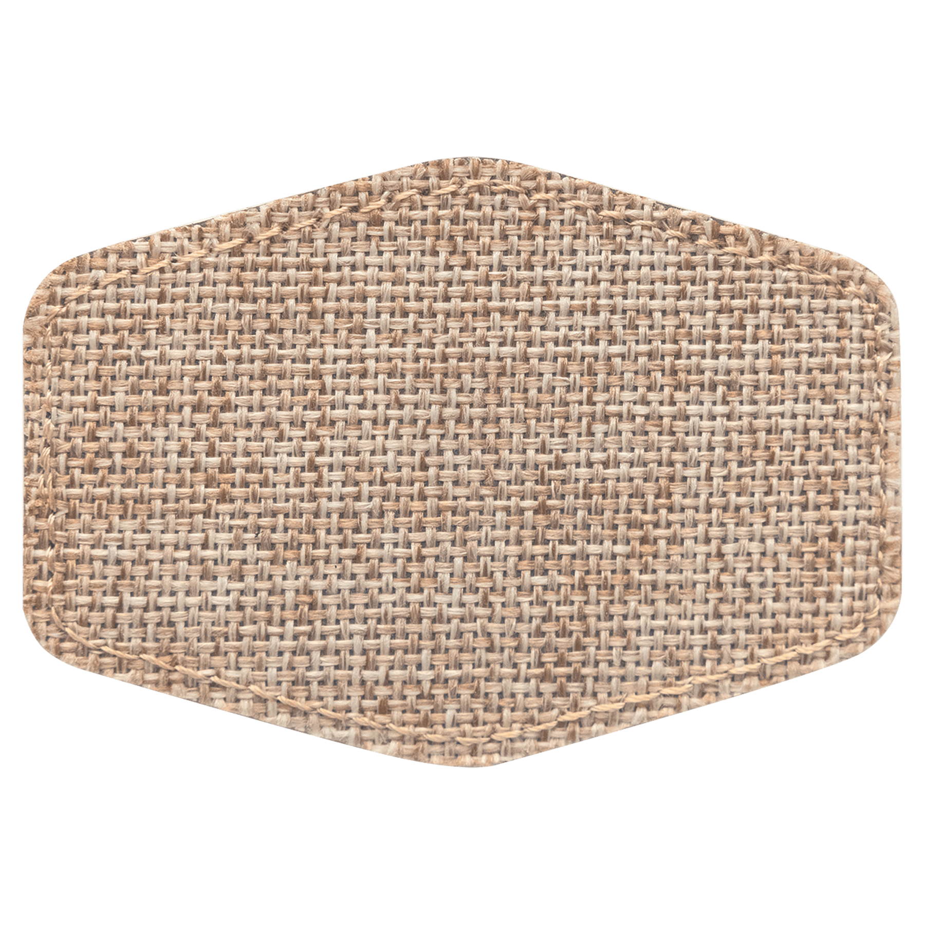 3.5" x 2.5" Burlap Hex Sublimatable Patch with Adhesive
