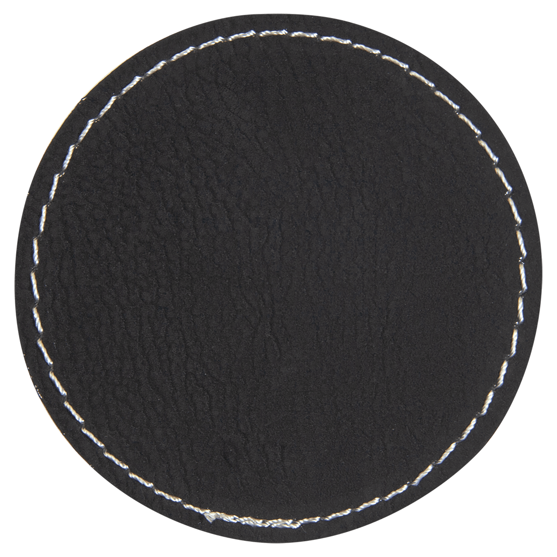2.5" Round Black/Silver Leatherette Patch with Adhesive