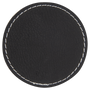 2.5" Round Black/Silver Leatherette Patch with Adhesive