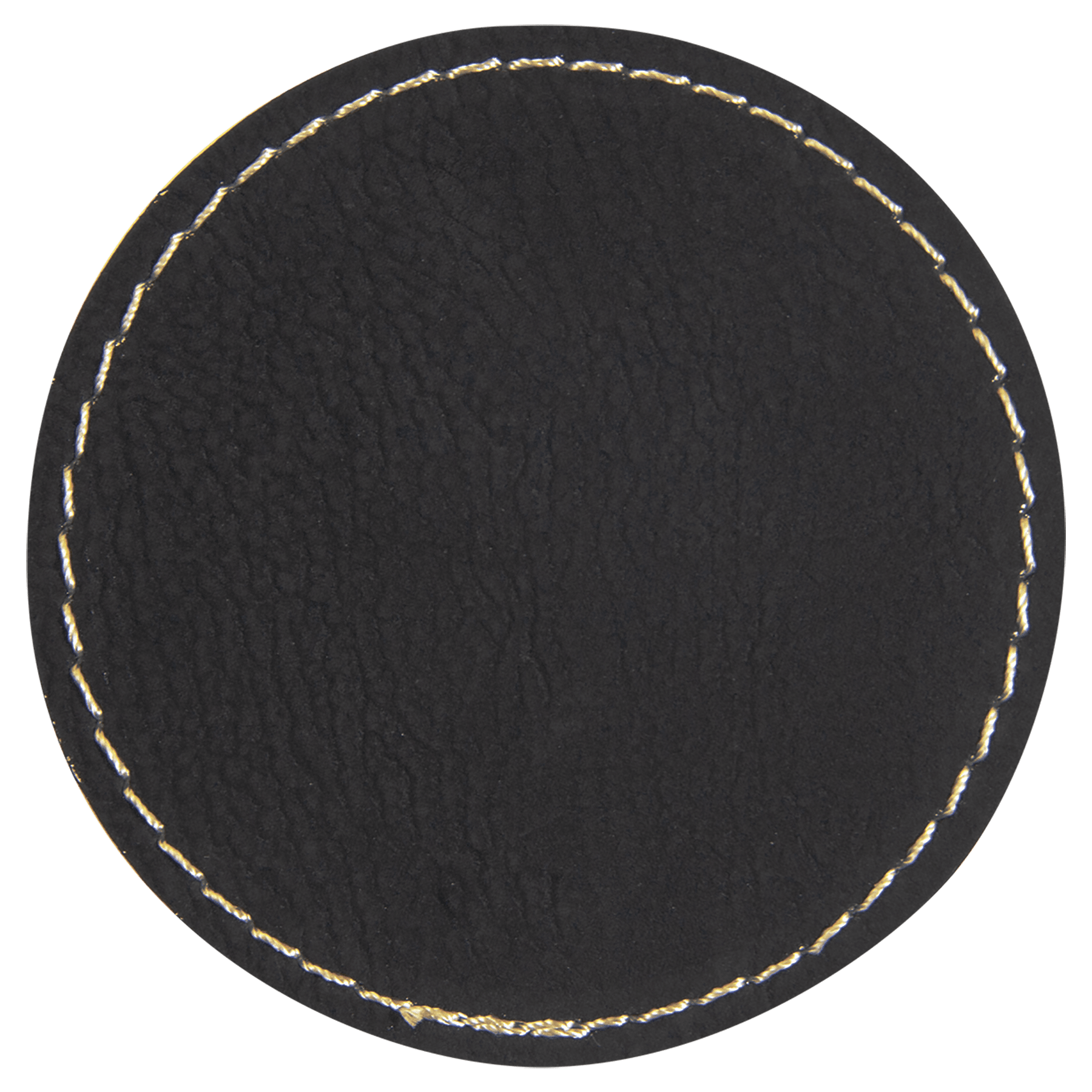 2.5" Round Black/Gold Leatherette Patch with Adhesive