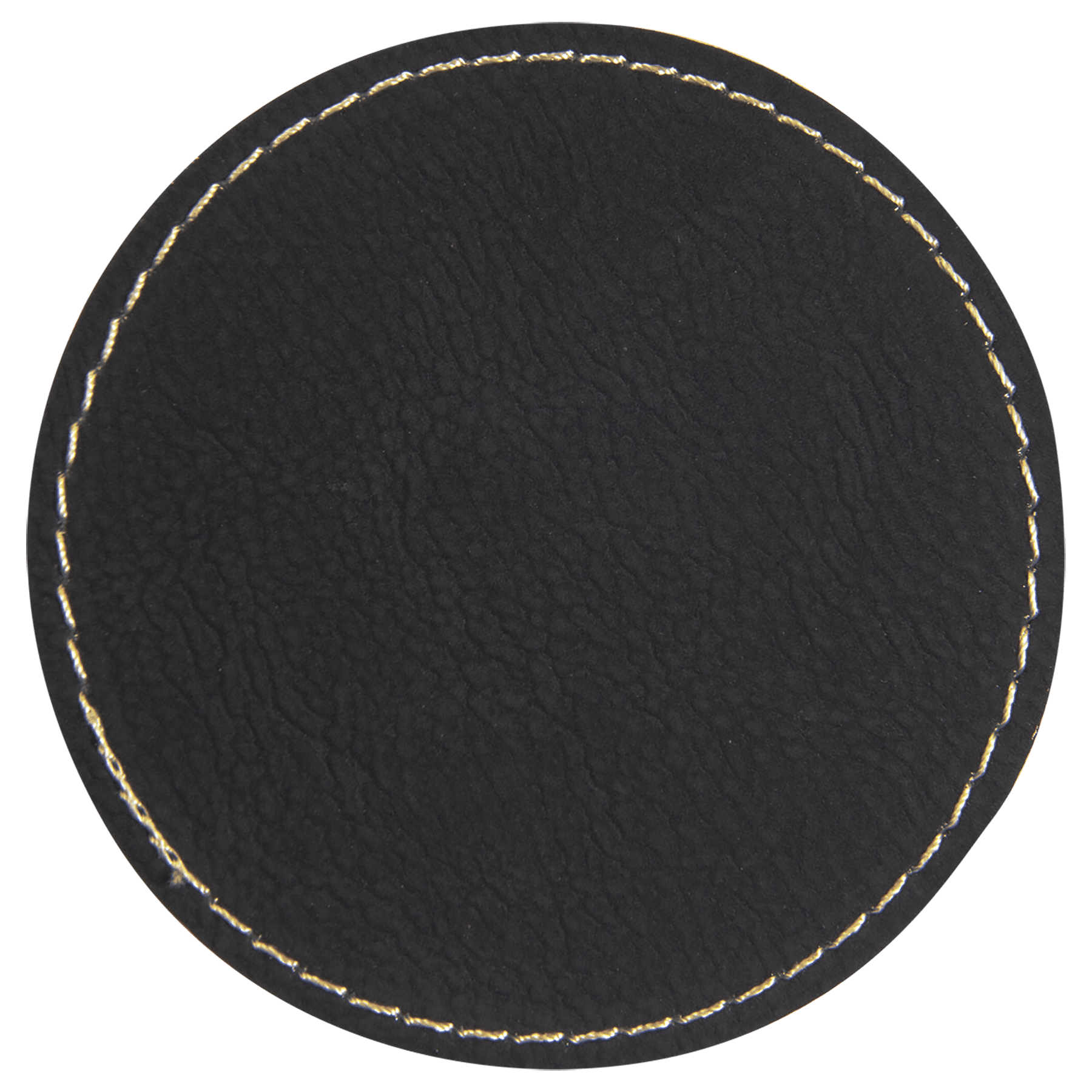 3" Round Black/Gold Leatherette Patch with Adhesive