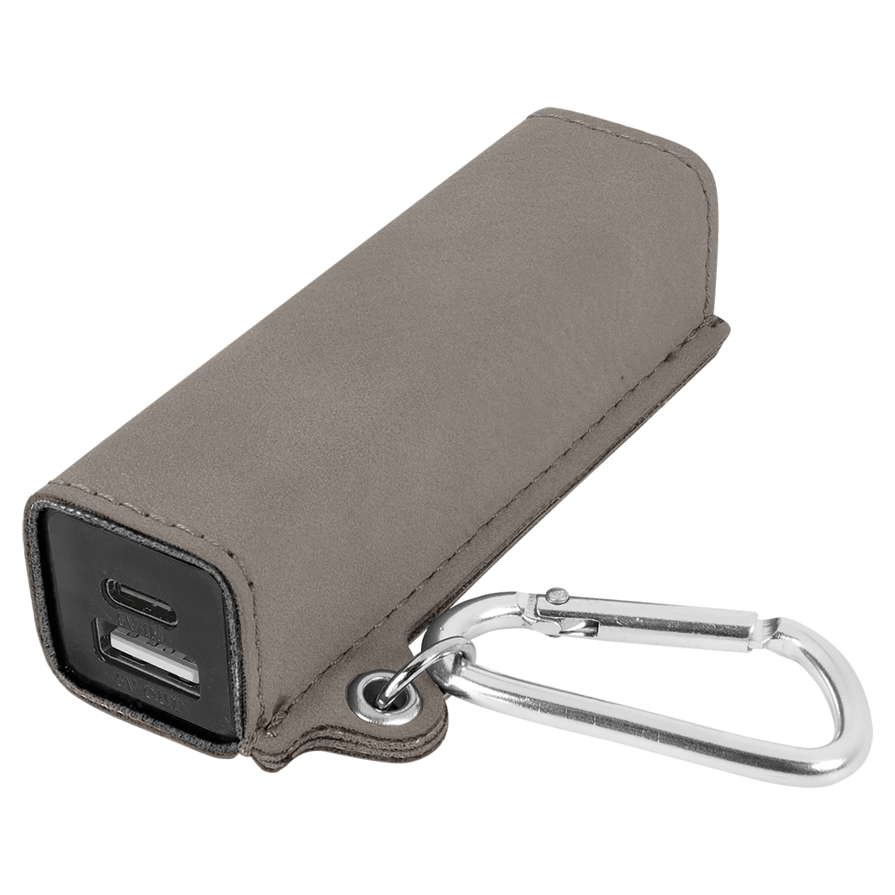 Gray Leatherette 2200 mAh Power Bank with USB-C Cord
