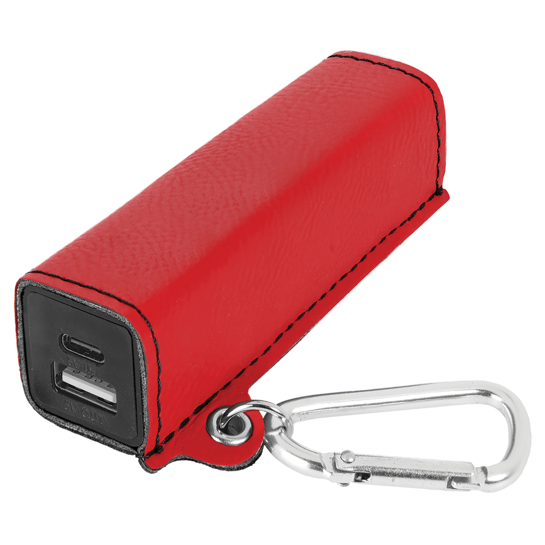 Red Leatherette 2200 mAh Power Bank with USB-C Cord