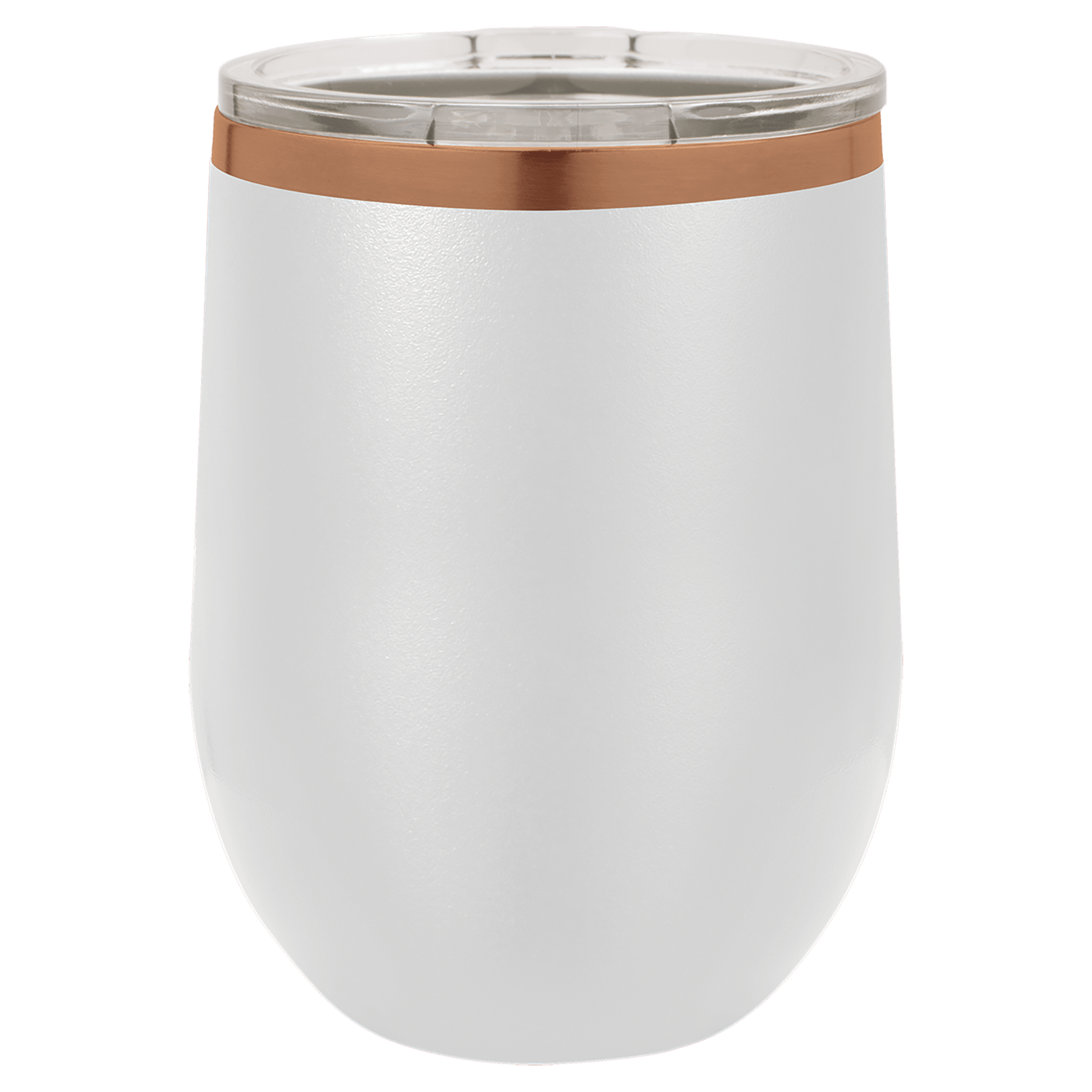 PC  12 oz. White/Rose Gold ION-Plated Stemless Wine Tumbler