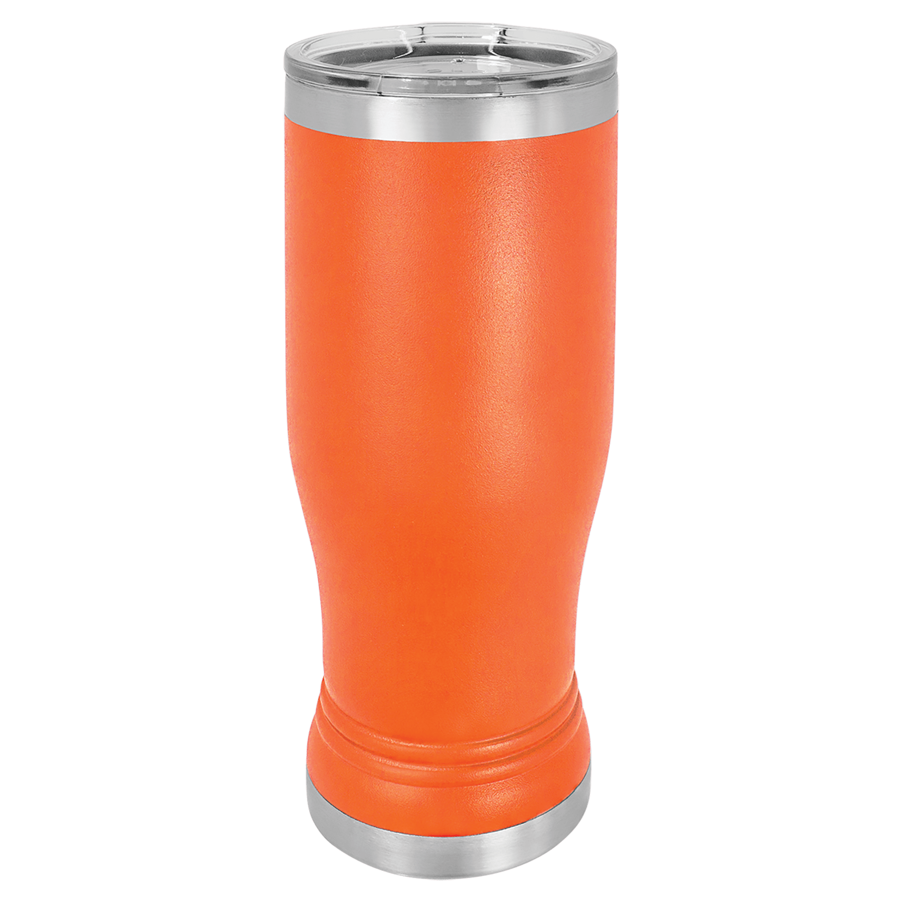 Orange 14 oz. Polar Camel Pilsner with Clear Lid