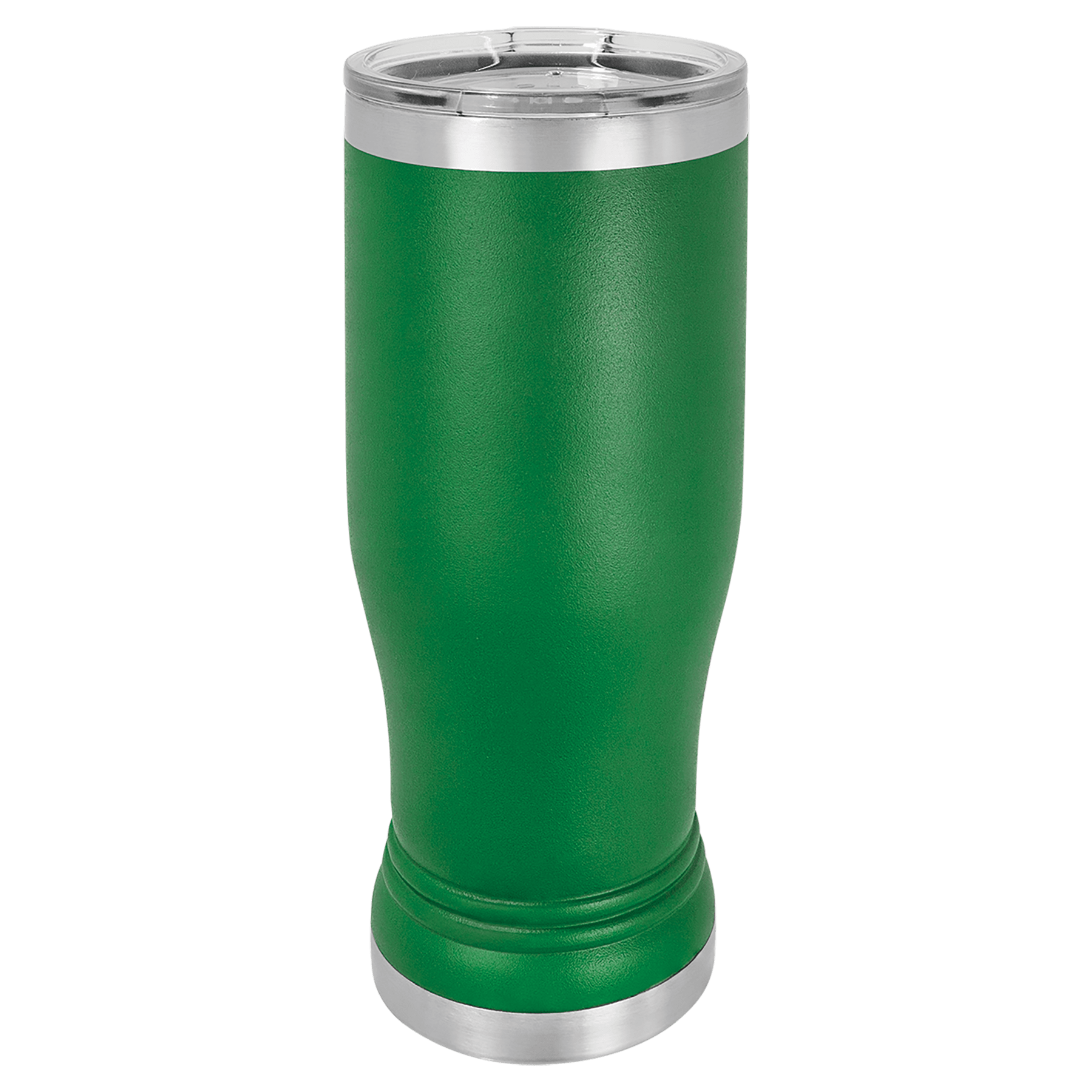Green 14 oz. Polar Camel Pilsner with Clear Lid