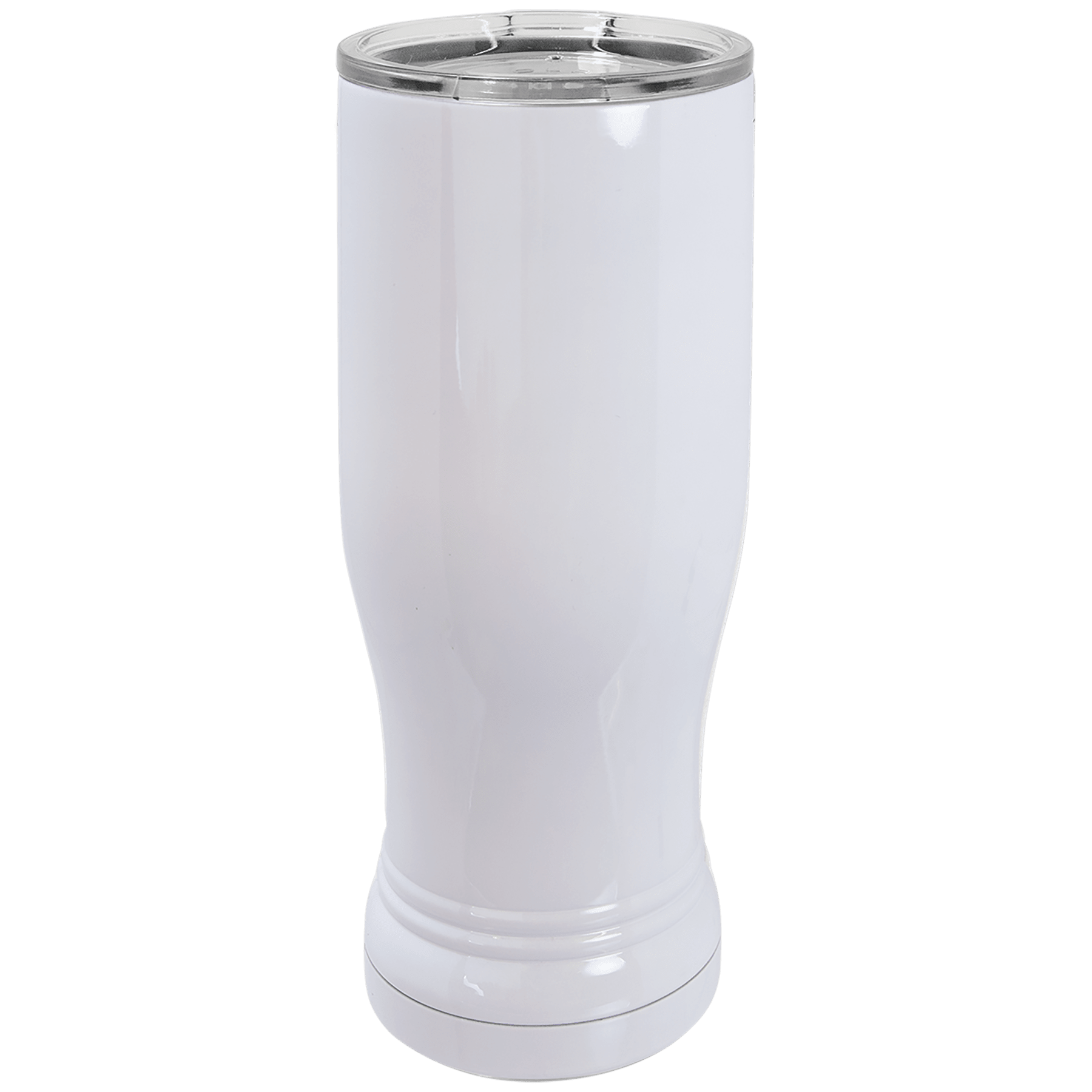 White Sublimatable 14 oz. Polar Camel Pilsner with Clear Lid