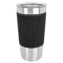 PC  20 oz. Black/Silver Laserable Leatherette Tumbler