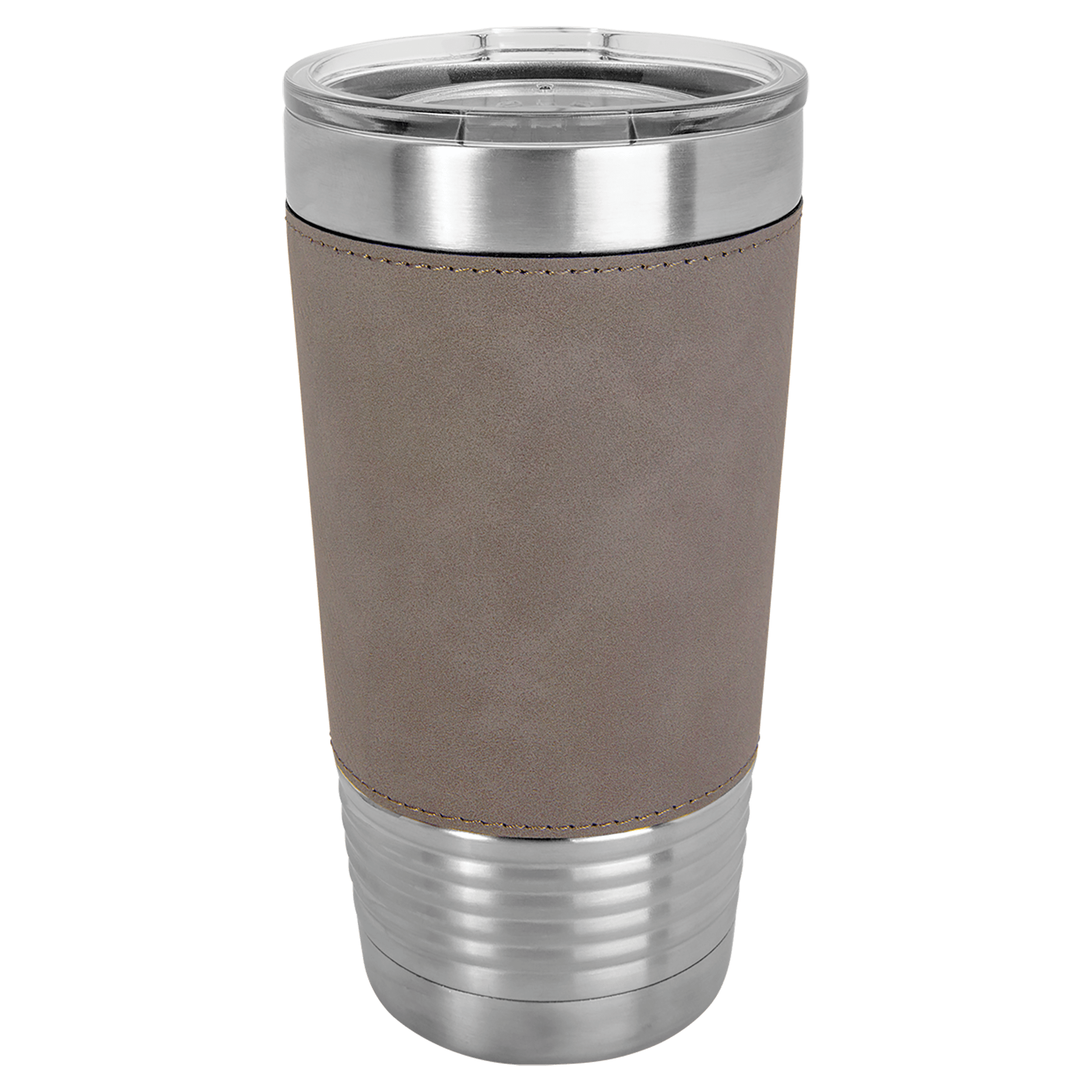 Polar Camel 20 oz. Gray Leatherette Tumbler with Clear Lid