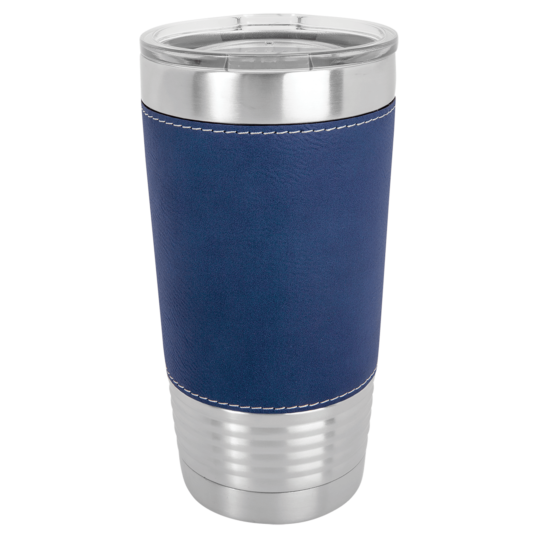 PC  20 oz. Blue/Silver Laserable Leatherette Tumbler