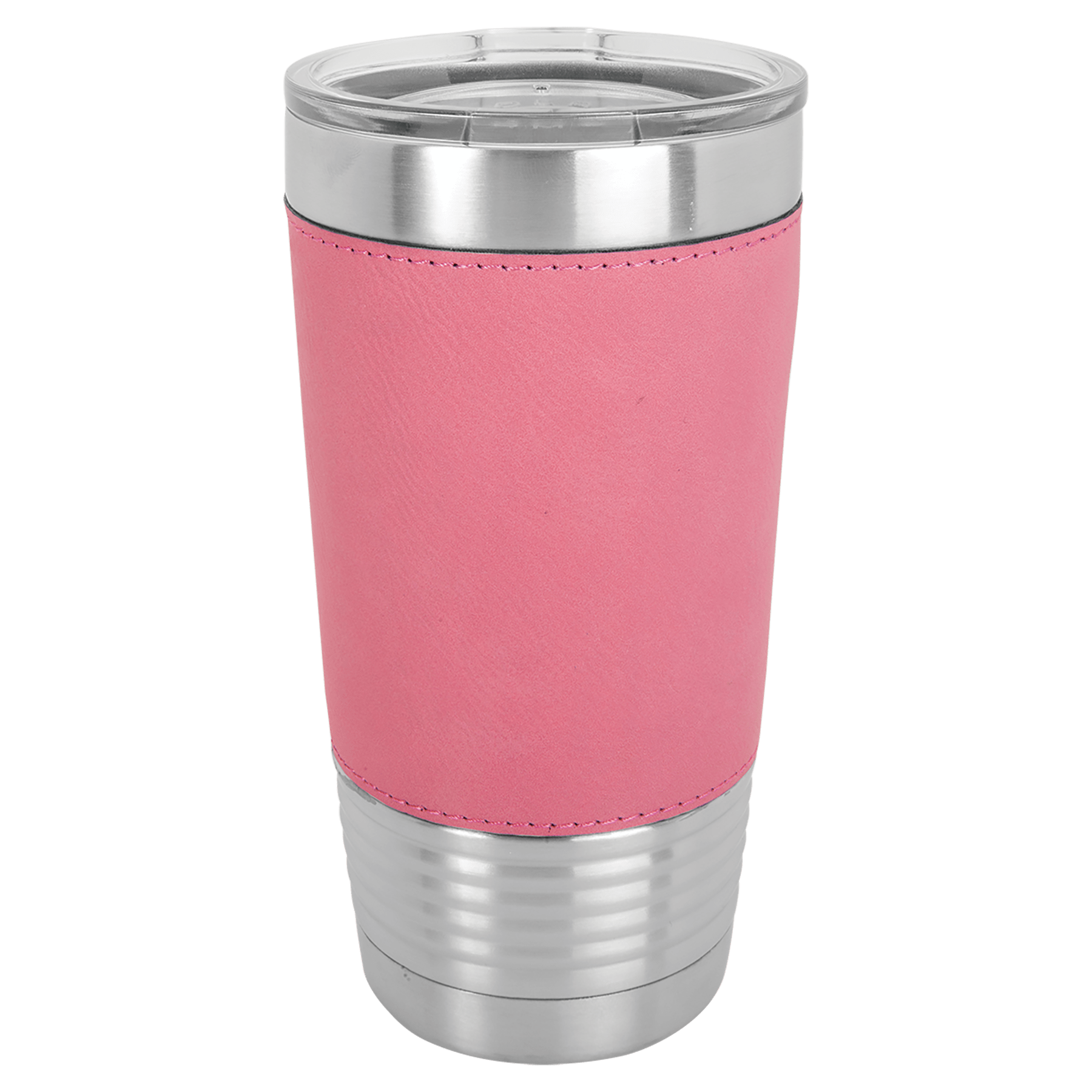 Polar Camel 20 oz. Pink Leatherette Tumbler with Clear Lid