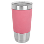 Polar Camel 20 oz. Pink Leatherette Tumbler with Clear Lid