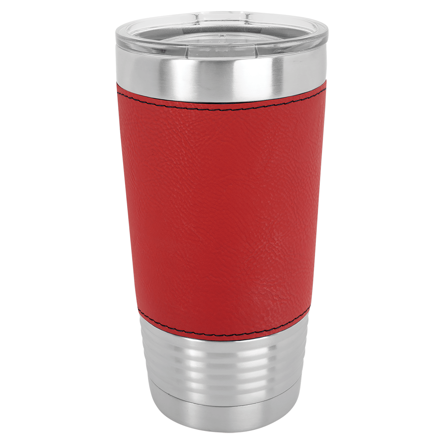 Polar Camel 20 oz. Red Leatherette Tumbler with Clear Lid