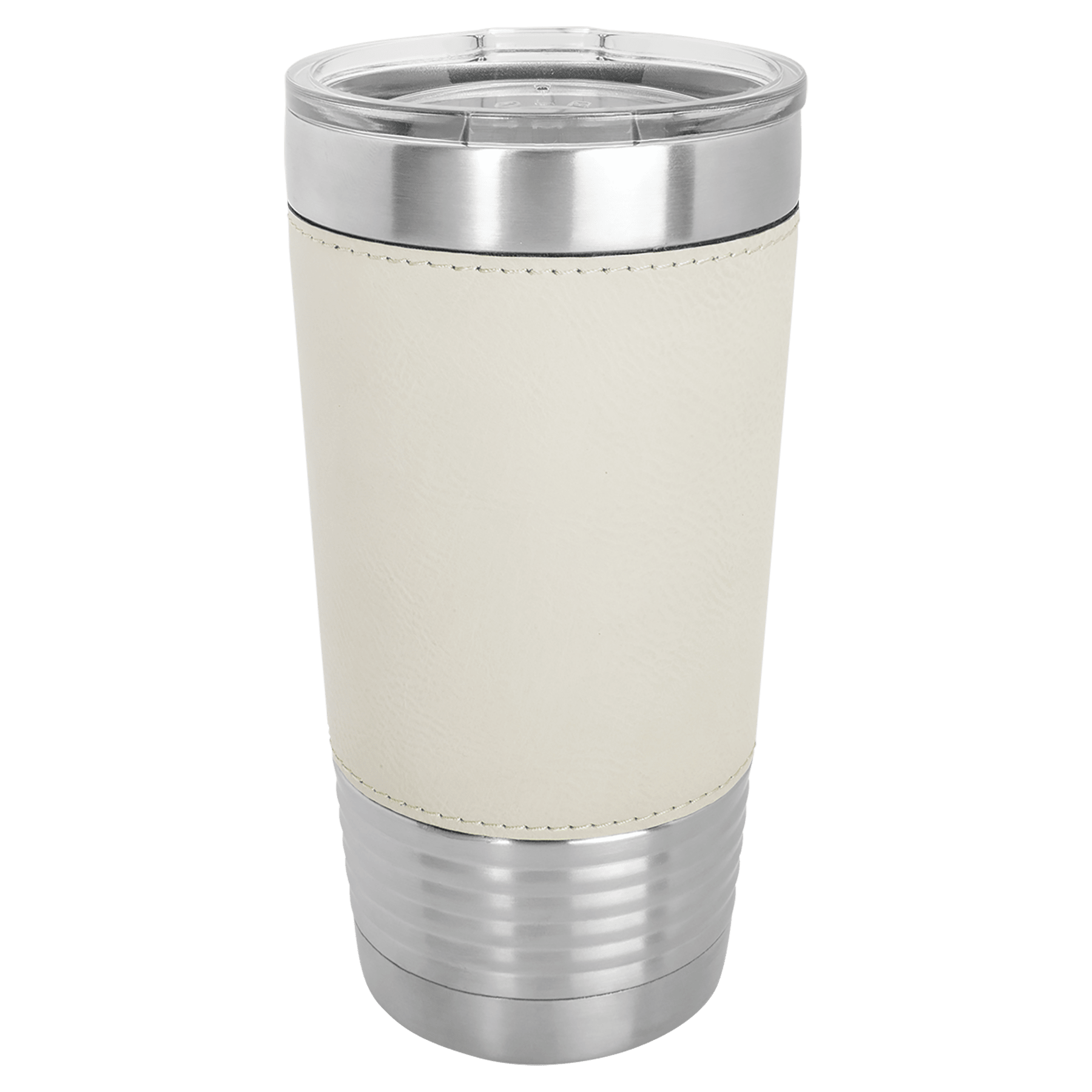 PC  20 oz. White/Black Laserable Leatherette Tumbler