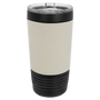 PC 20 oz. Black w/White Leatherette Tumbler w/ Slider Lid