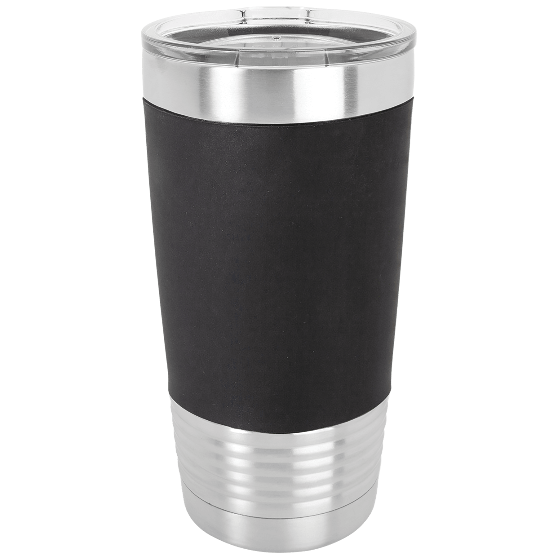 PC 20 oz. Black/White Tumbler w/ Silicone Grip & Clear Lid