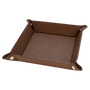 6" x 6" Dark Brown Leatherette Snap Up Tray w/Silver Snaps