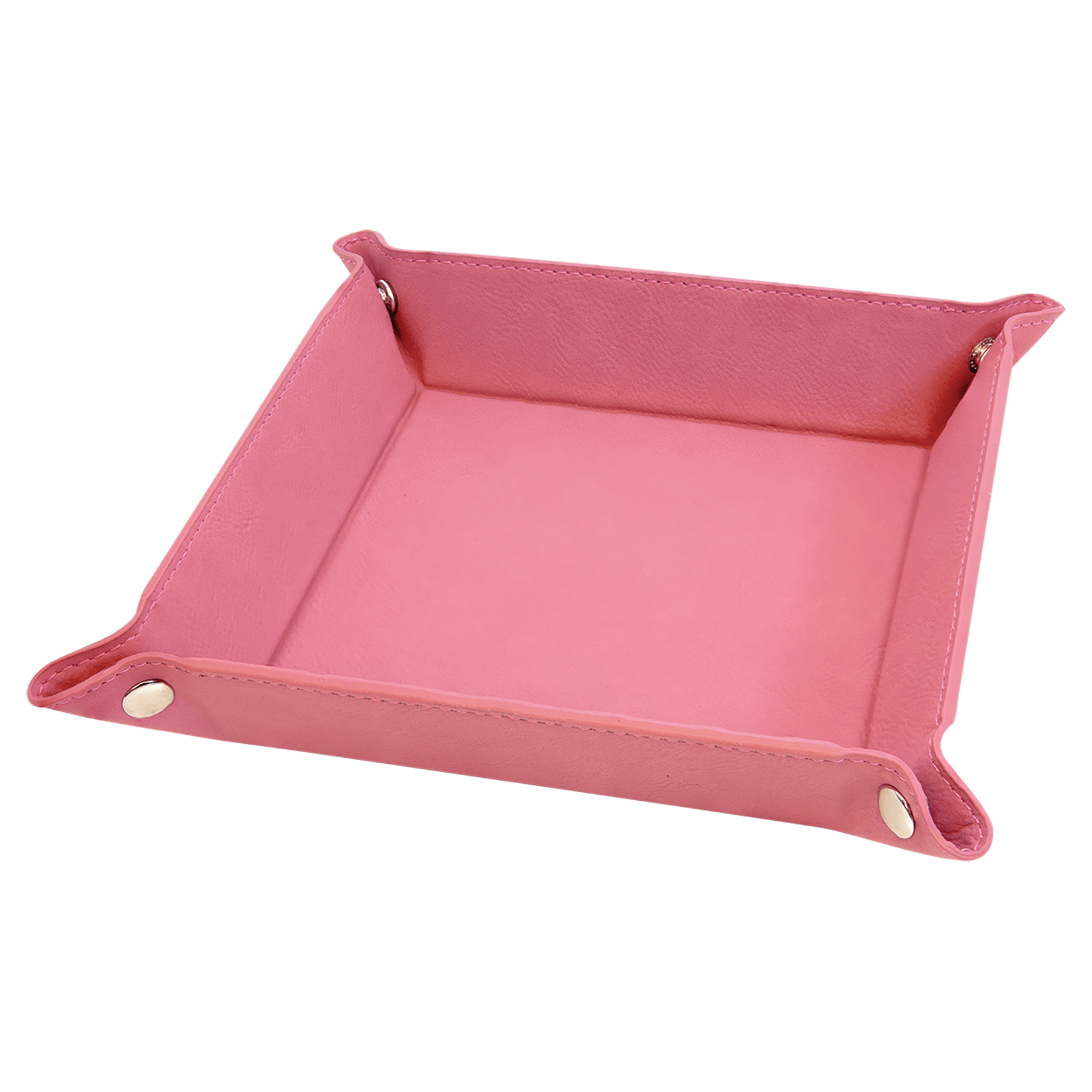 6" x 6" Pink Leatherette Snap Up Tray with Silver Snaps