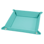6" x 6" Teal Leatherette Snap Up Tray with Silver Snaps