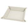 6" x 6" White Leatherette Snap Up Tray with Silver Snaps
