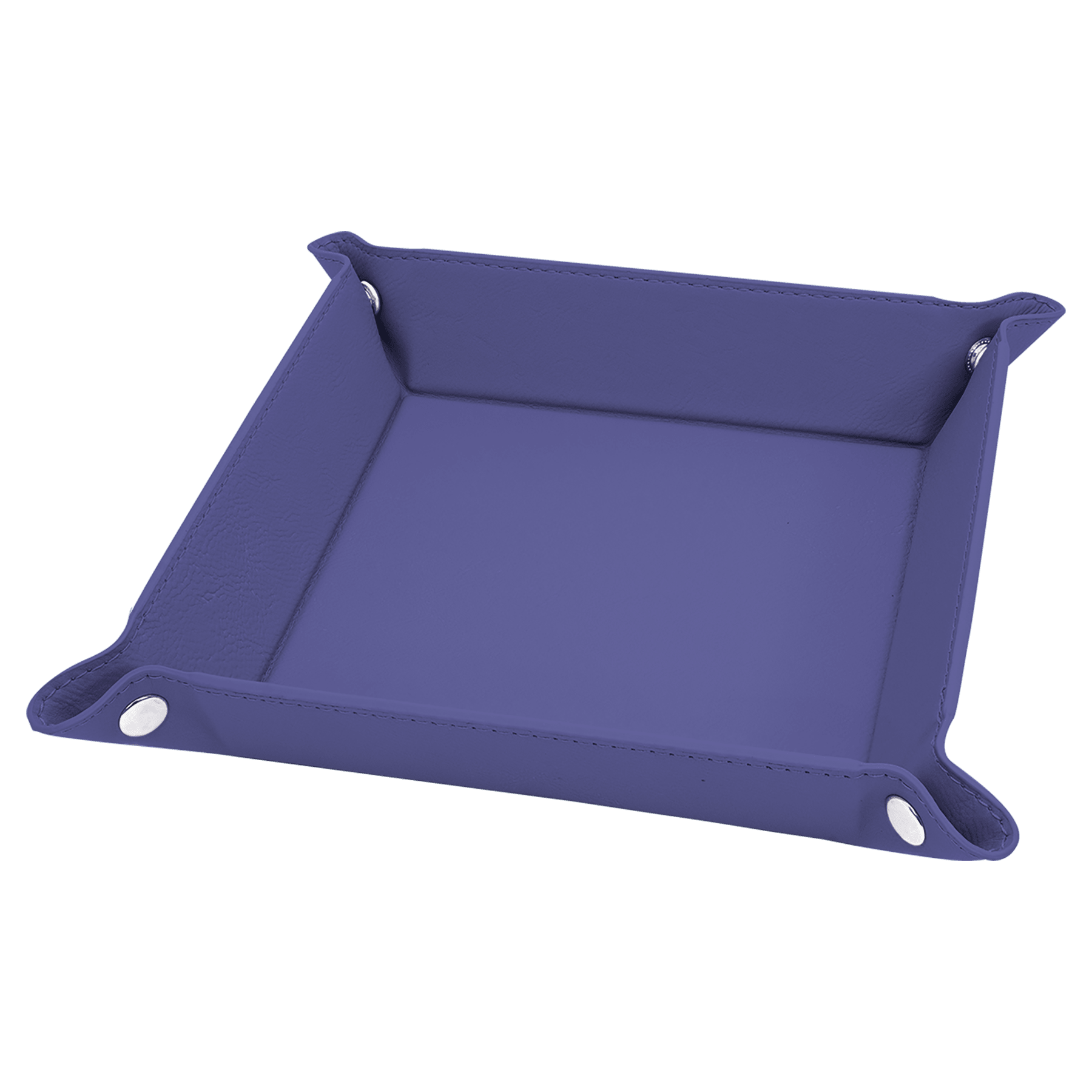 6" x 6" Purple Leatherette Snap Up Tray with Silver Snaps