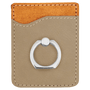 Light Brown Leatherette Phone Wallet with Silver Ring