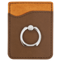 Dark Brown Leatherette Phone Wallet with Silver Ring