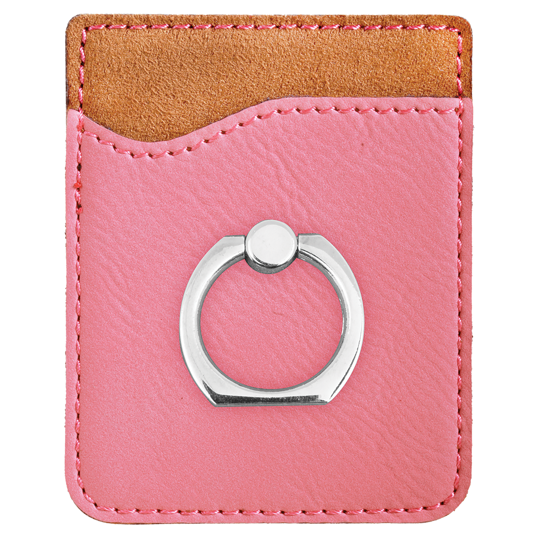 Pink Leatherette Phone Wallet with Silver Ring