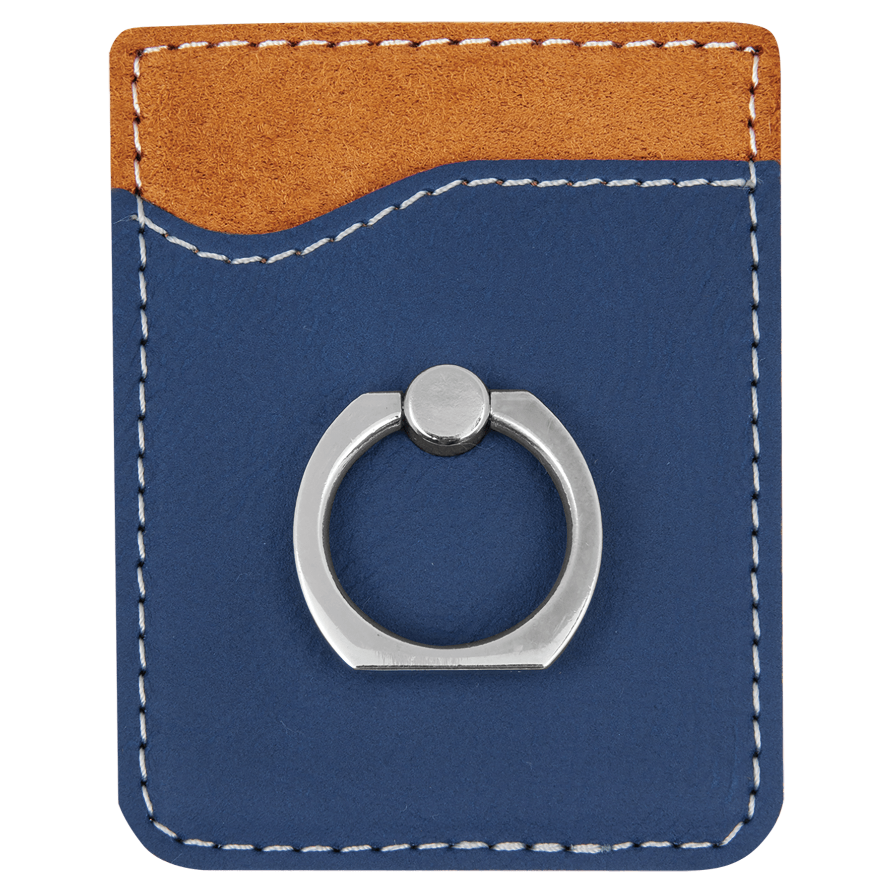 Blue/Silver Leatherette Phone Wallet with Silver Ring