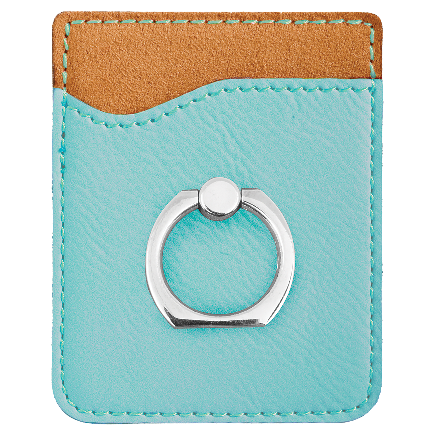 Teal Leatherette Phone Wallet with Silver Ring