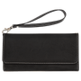 7.5" x 4" Black/Silver Leatherette Wallet with Strap