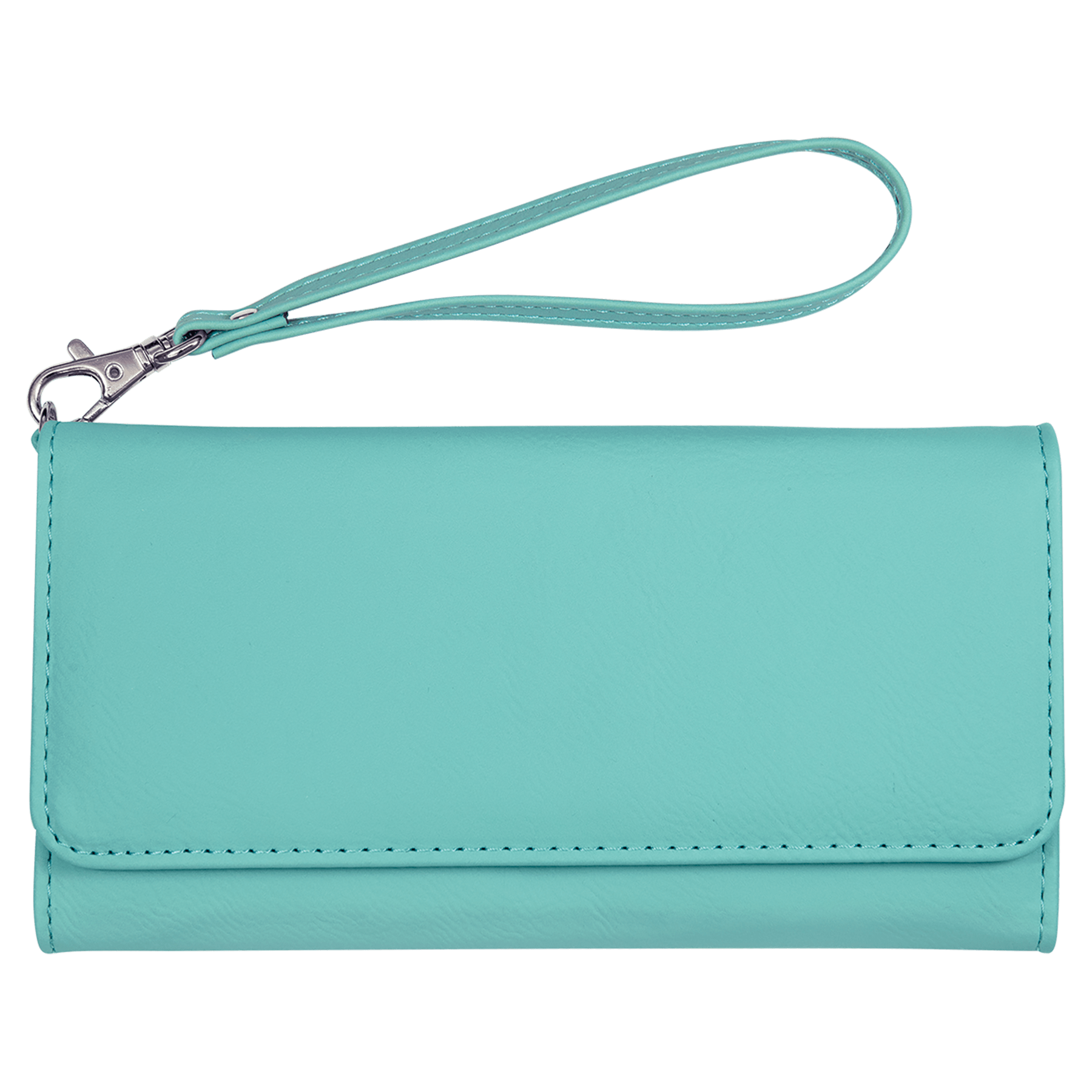 7.5" x 4" Teal Leatherette Wallet with Strap