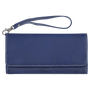 7.5" x 4" Blue/Silver Leatherette Wallet with Strap