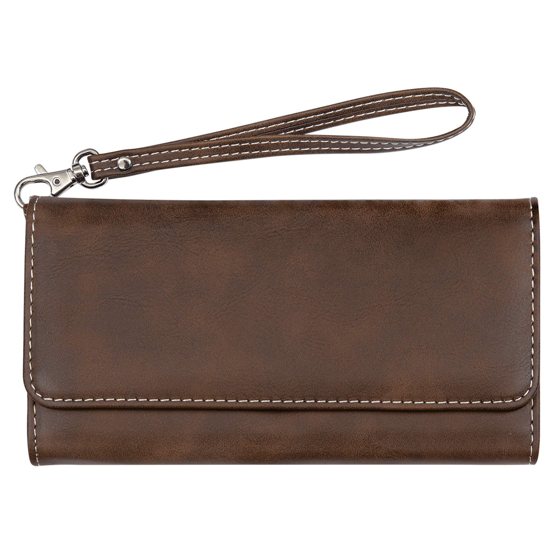 7.5" x 4" Rustic/Silver Leatherette Wallet with Strap