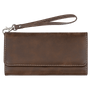7.5" x 4" Rustic/Silver Leatherette Wallet with Strap