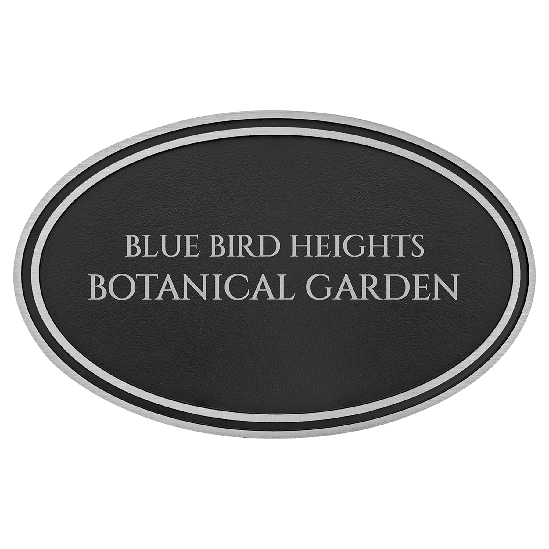 Silver/Black Oval Cast Aluminum Sign with 24" Aluminum Rod