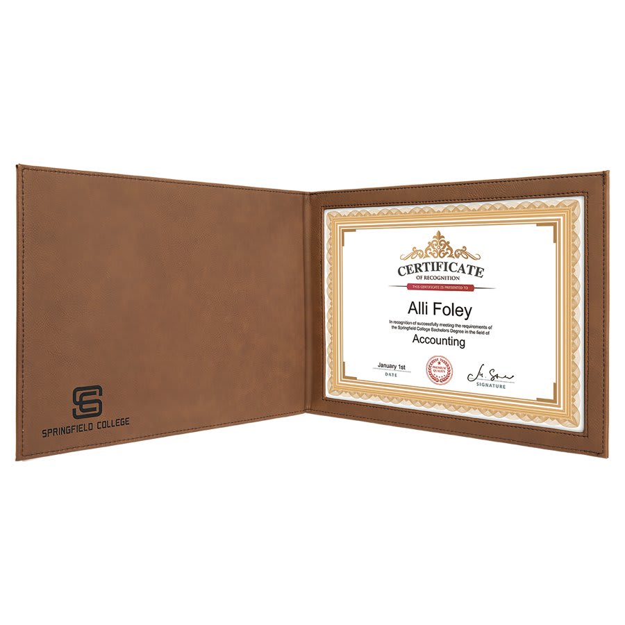 9" x 12" Dark Brown Leatherette Certificate Holder
