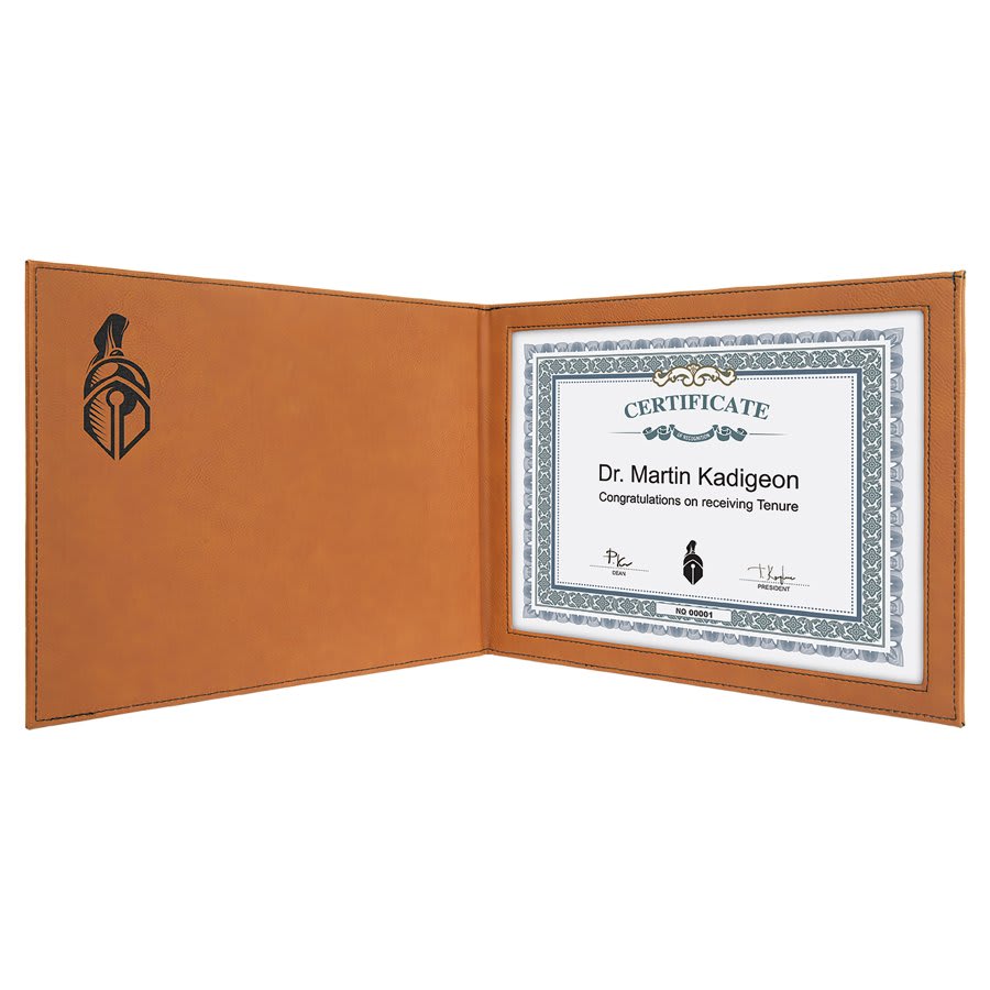 9" x 12" Rawhide Leatherette Certificate Holder