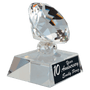 3.5" Crystal Diamond on Clear Pedestal Base
