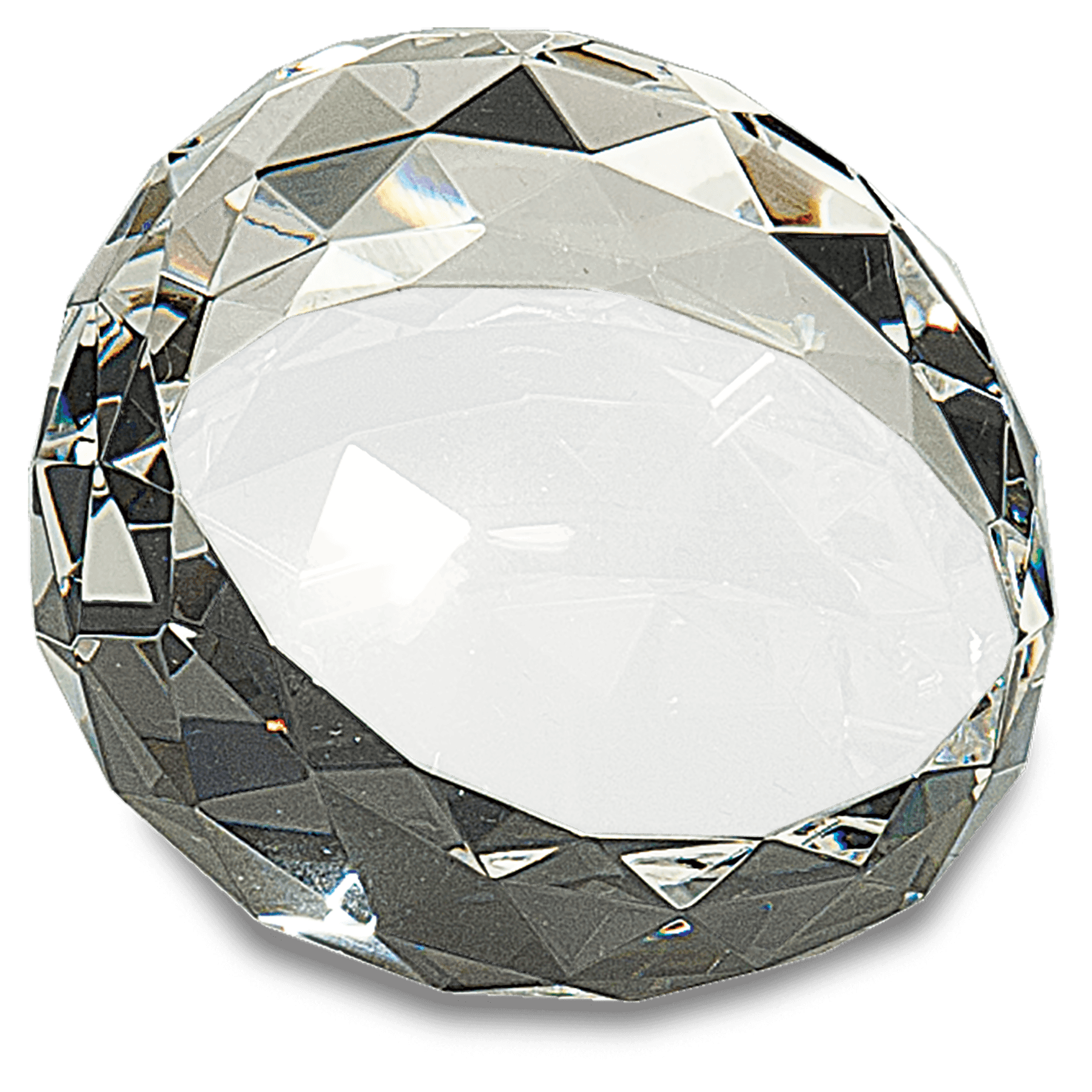 3.5" x 2" Clear Round Crystal Facet Paperweight