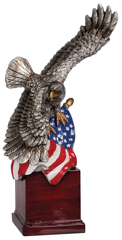 10.25" Eagle and Flag on Resin Base