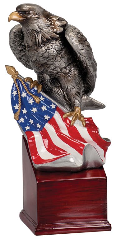 8.75" Eagle and Flag on Resin Base