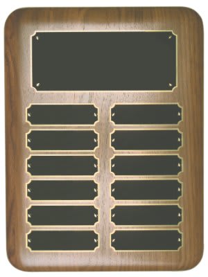 12 Plate Genuine Walnut Elliptical Edge Perpetual Plaque