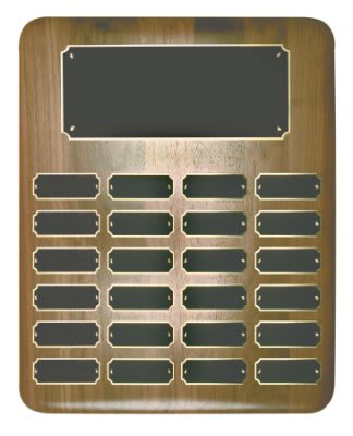 24 Plate Genuine Walnut Elliptical Edge Perpetual Plaque